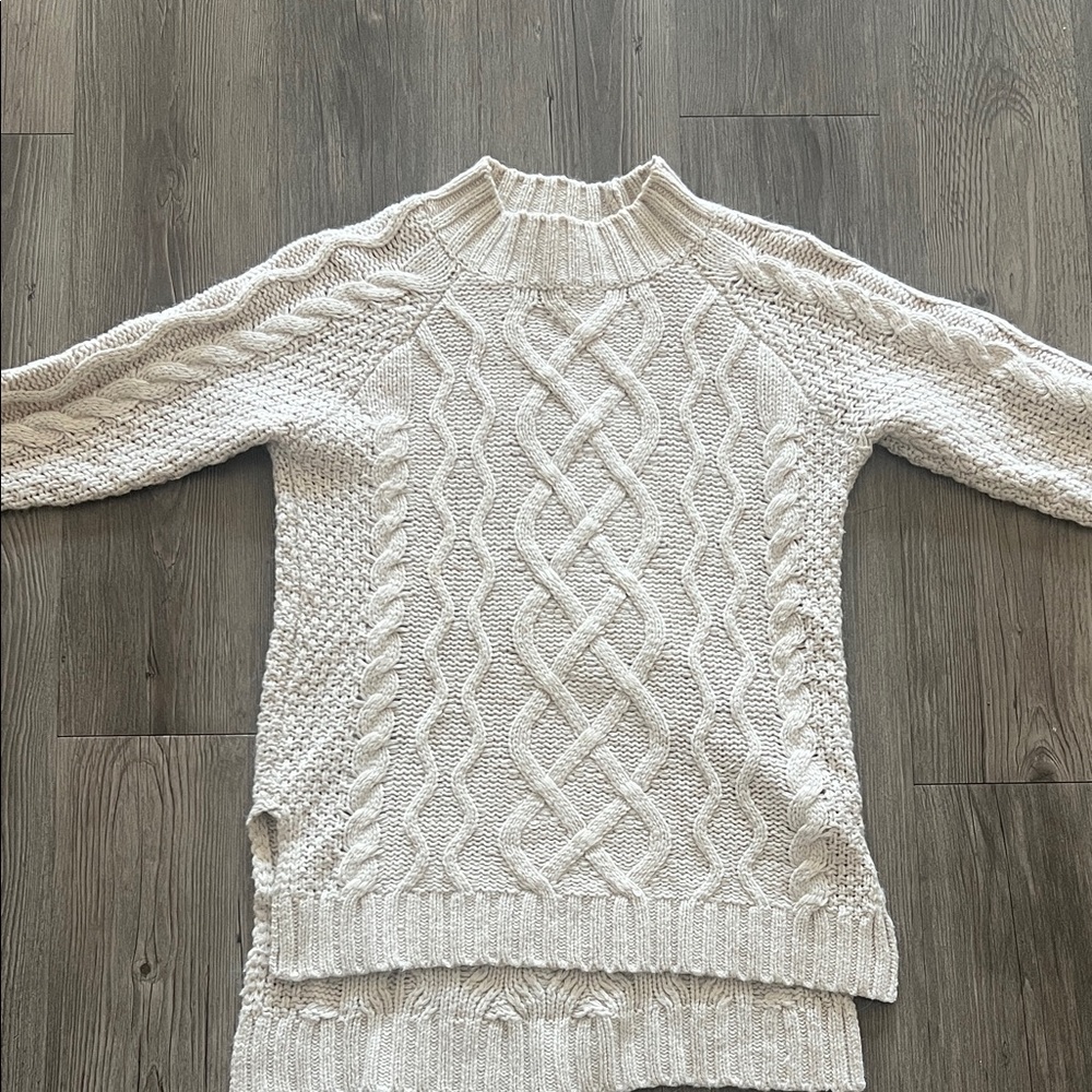 Olive & Oak Cream Cable Knit Turtleneck Sweater